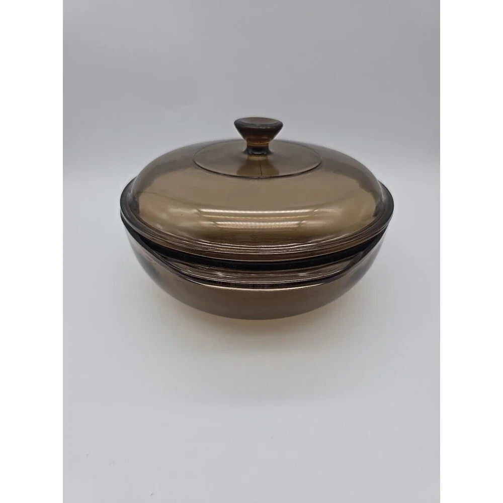 Vintage Pyrex Fireside 023-N Amber 1.5 Quart Round Covered Casserole w/ 623C Lid